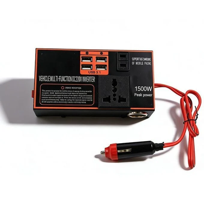 محوّل كهرباء للسيارة من 12V/24V إلى 220V بأربعة منافذ USB